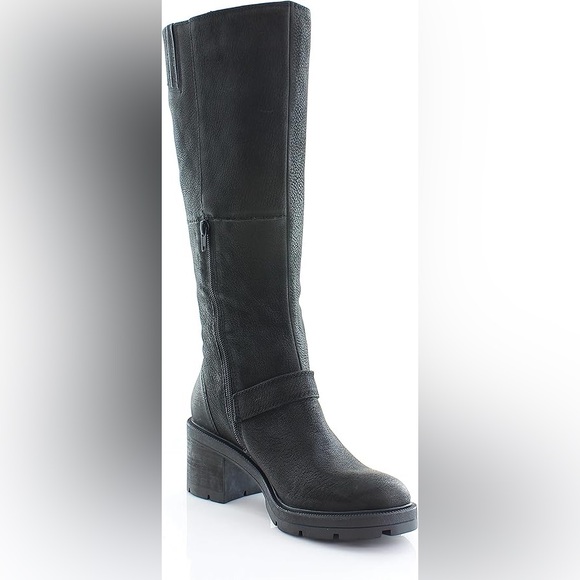 Lucky Brand Scoty Black Leather Moto Double Zip Lug Sole Boots Sz 5.5 BNWOB - Picture 5 of 10